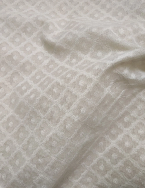 Off-White Cotton Silk With Cotton Weaved Fabric (Dyeable)