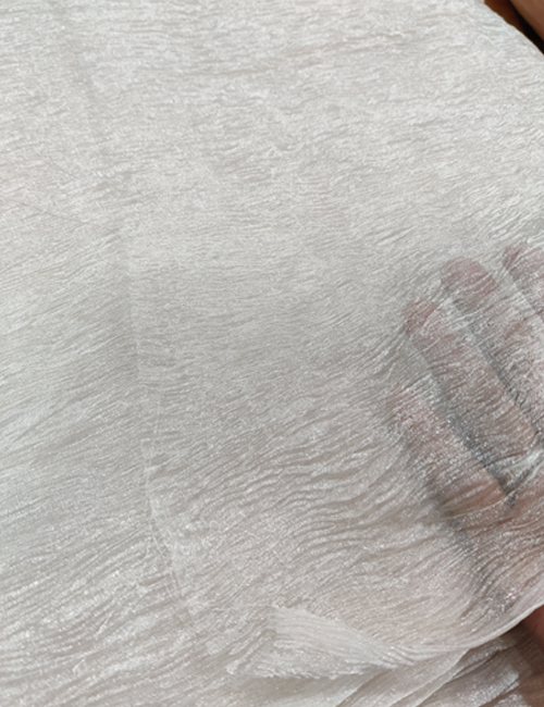 Silver Crush Tissue Silk Fabric