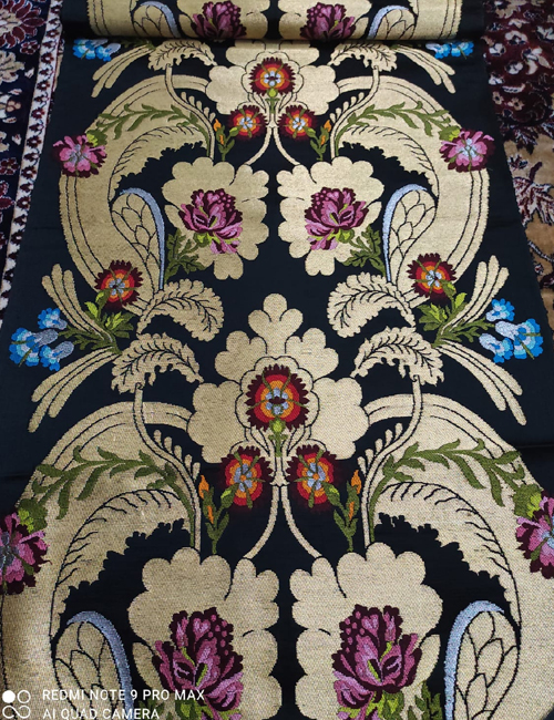Banarasi Pure Handloom Tibetan Silk Brocade Fabric-Black