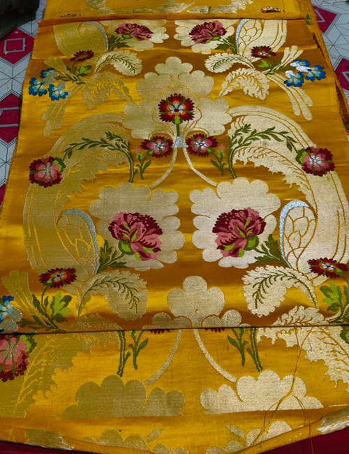 Gold-Pure Handloom Tibetan Silk Brocade Fabric