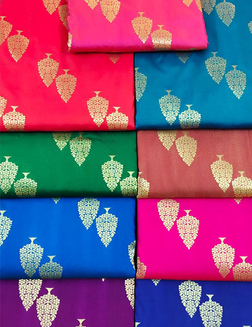 Banarasi Katan Silk Gold Flowers Weaved Silk Brocade Fabric