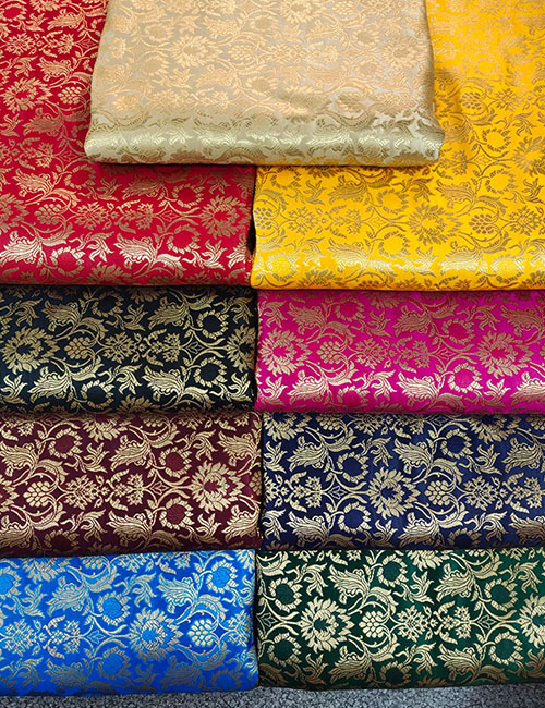 Katan Silk Gold Zari Weaved Banarasi Brocade Fabric