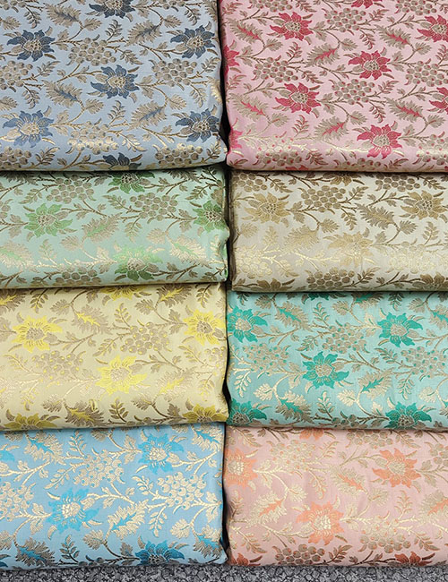 Banarasi Katan Silk Leaf Meena Weaved Brocade Fabric