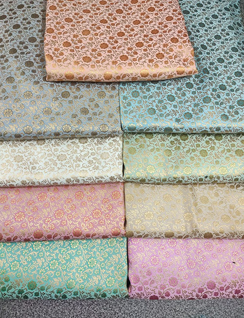 Banarasi Katan Silk Rose Flowers Meena Weaved Brocade Fabric