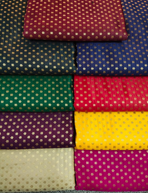 Banarasi Katan Silk Gold Star Motifs Weaved Brocade Fabric