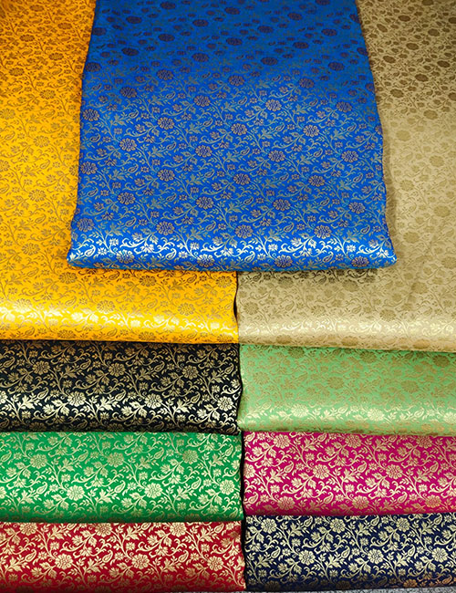 Katan Silk Gold Zari Weaved Banarasi Brocade Fabric